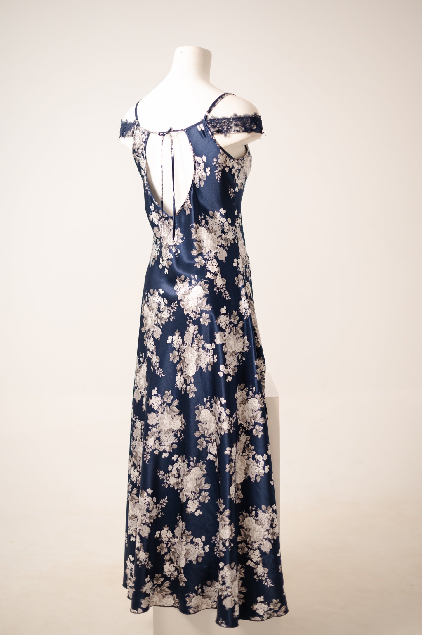Long Lace Satin Dress 7877
