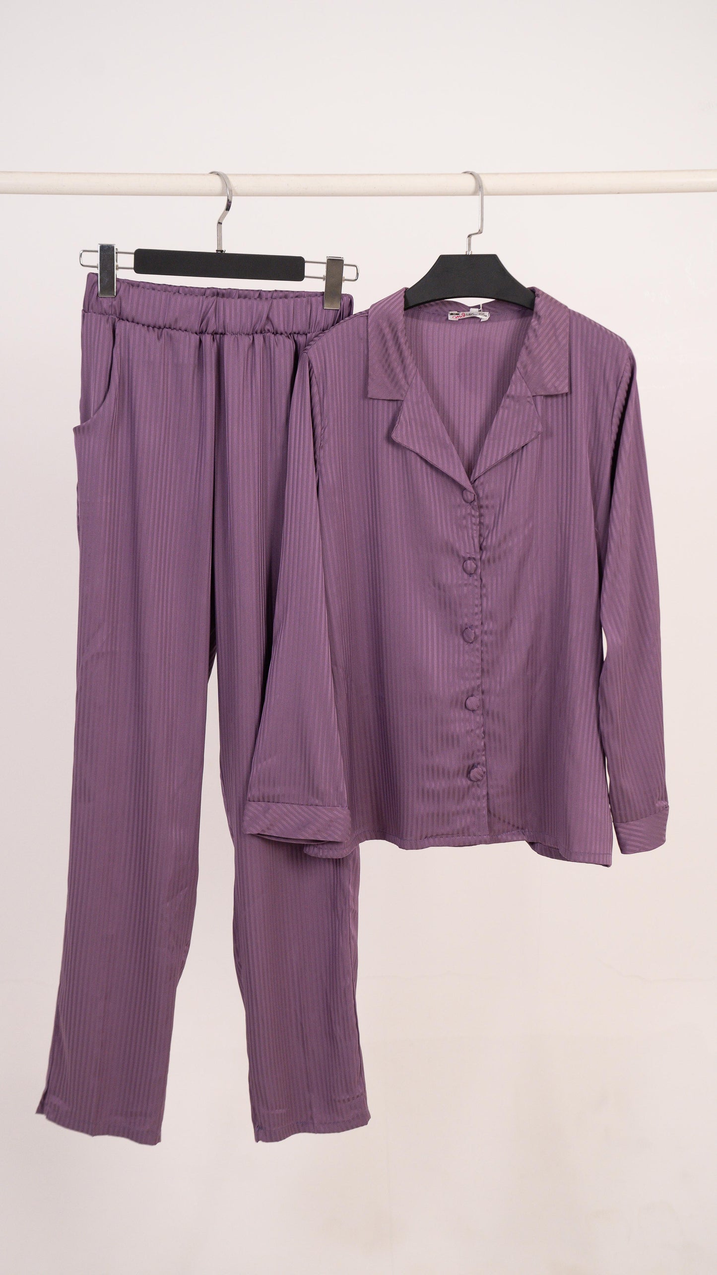 Stripe Satin Pajama Shirt & Pants 7500
