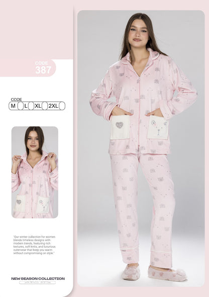 Full Zipper velvet pajama 387