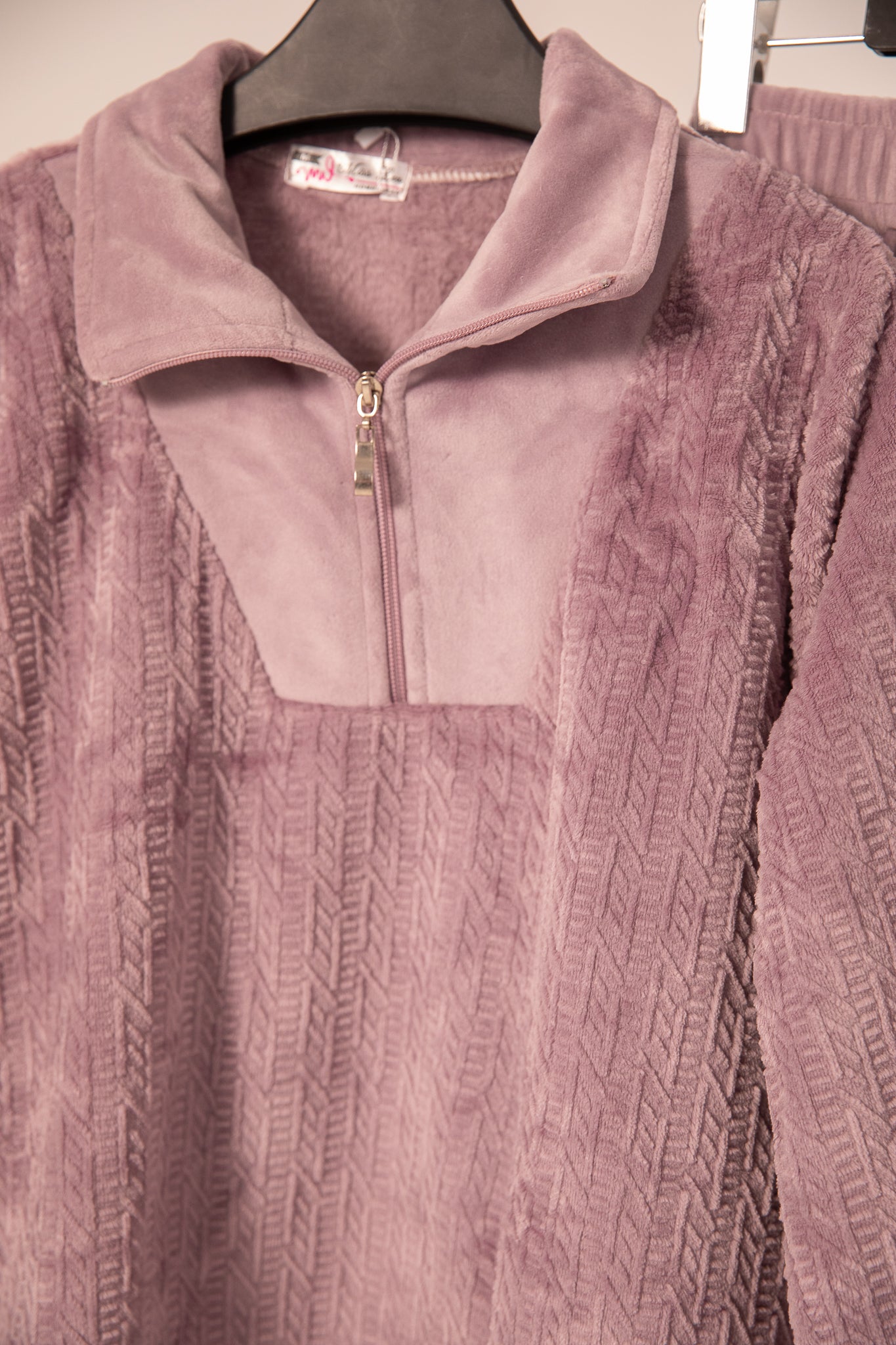 Half zipper velvet pajama 9080