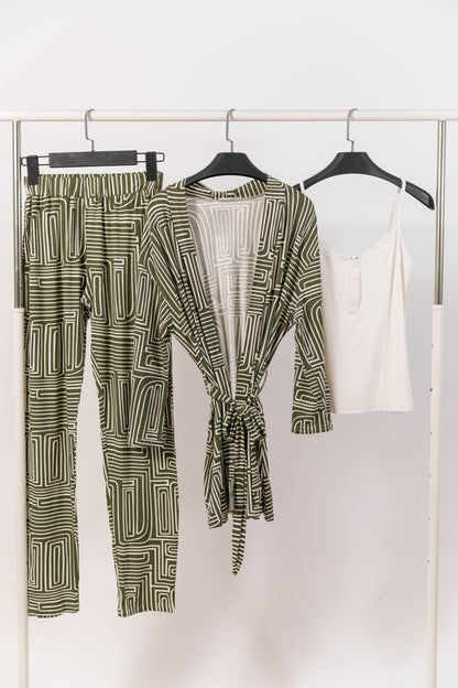 PAJAMA 3 PEICES TANK-TOP & ROBE 8164