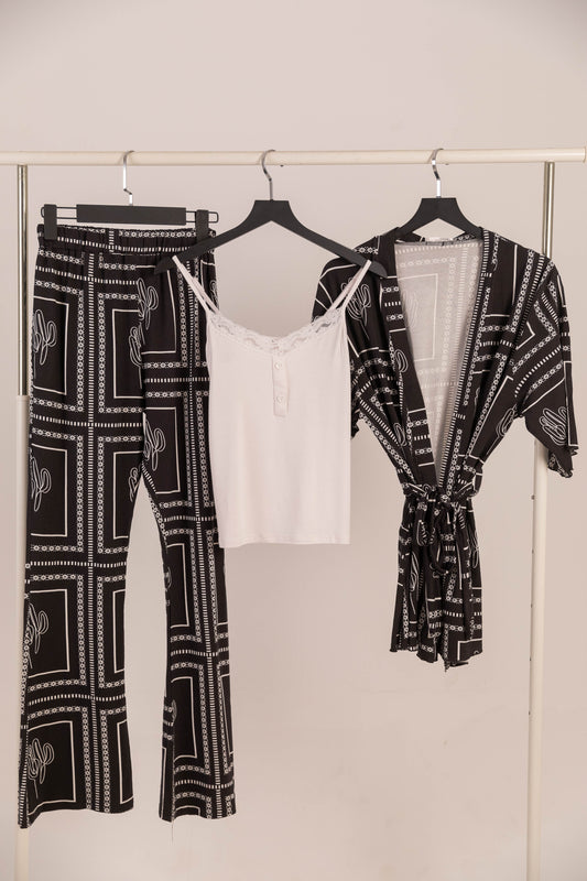 PAJAMA 3 PEICES TANK-TOP & ROBE 7598