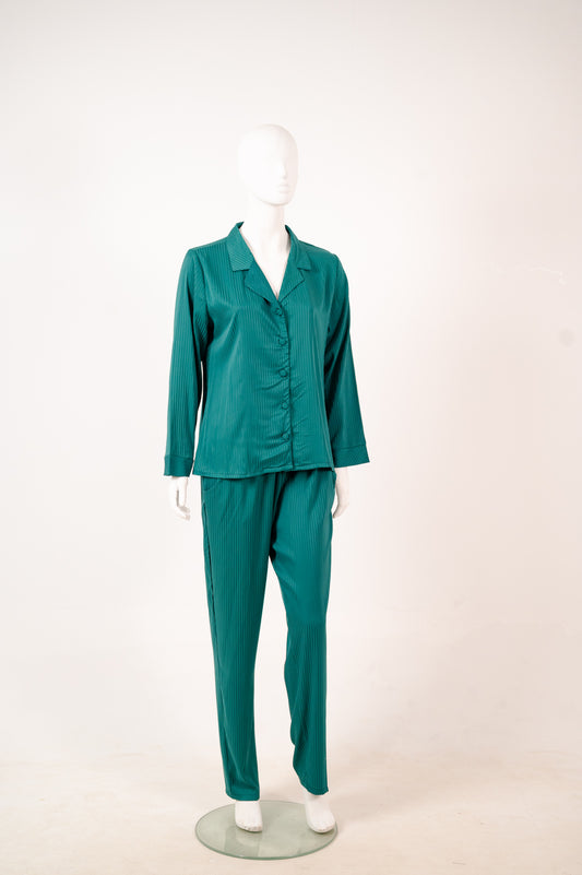 Stripe Satin Pajama Shirt & Pants 7500