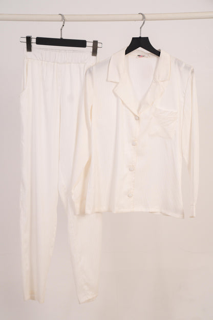 Stripe Satin Pajama Shirt & Pants 7500