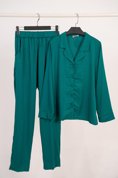 Stripe Satin Pajama Shirt & Pants 7500