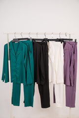 Stripe Satin Pajama Shirt & Pants 7500