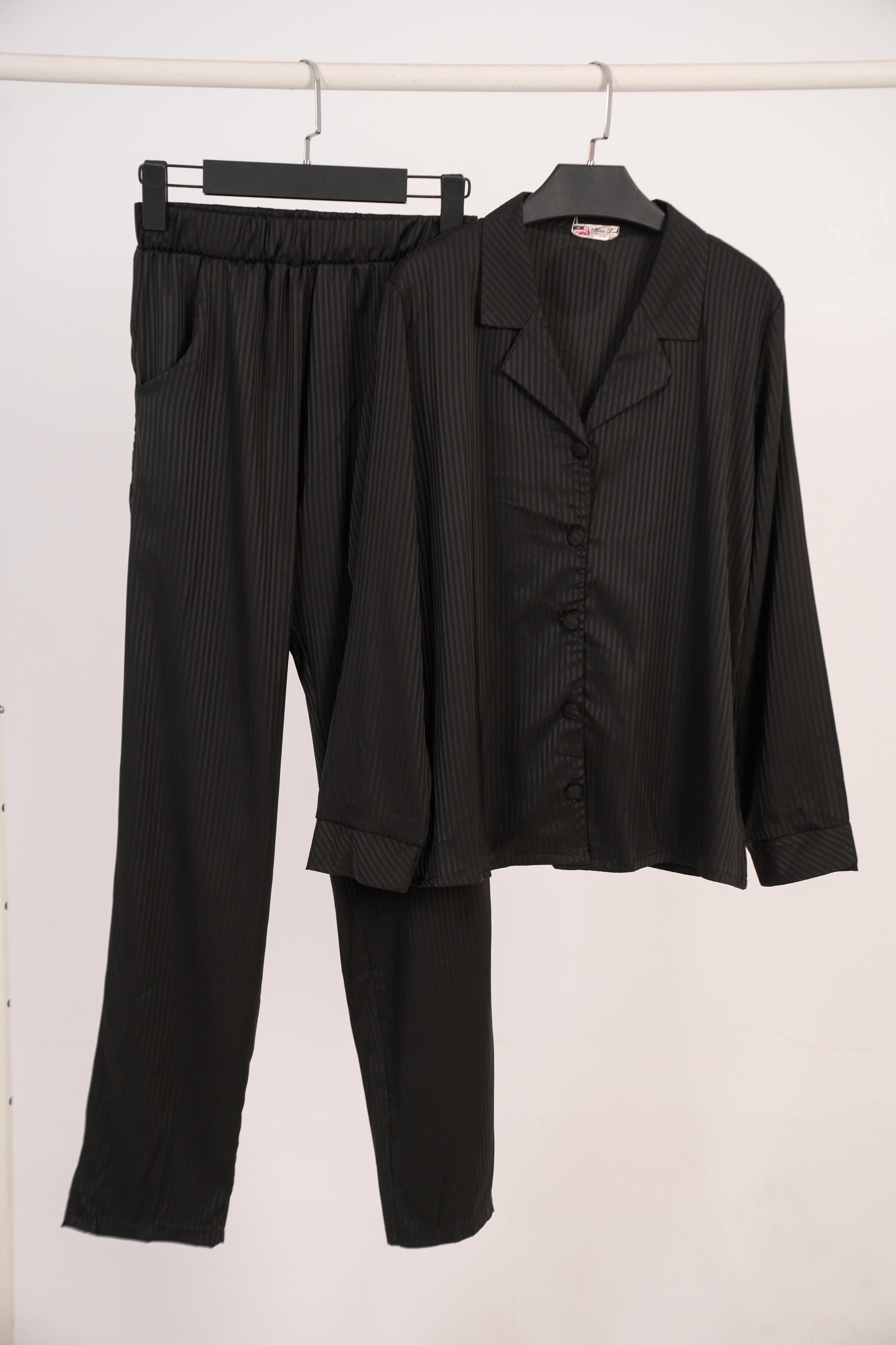 Stripe Satin Pajama Shirt & Pants 7500