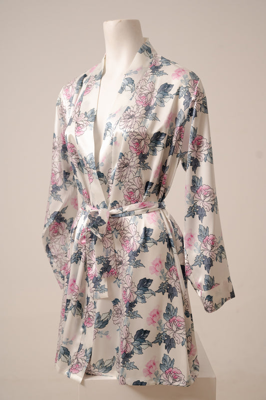 Short Satin Robe w7031