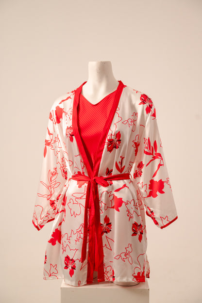 Robe Set Satin Flower 7533