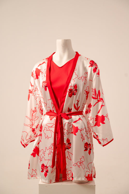Robe Set Satin Flower 7533