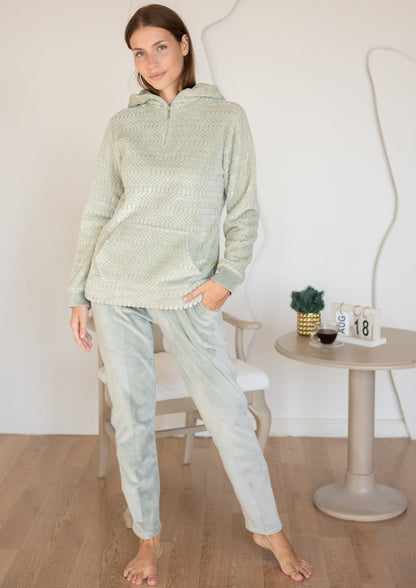 Half zepper velvet pajama 9050